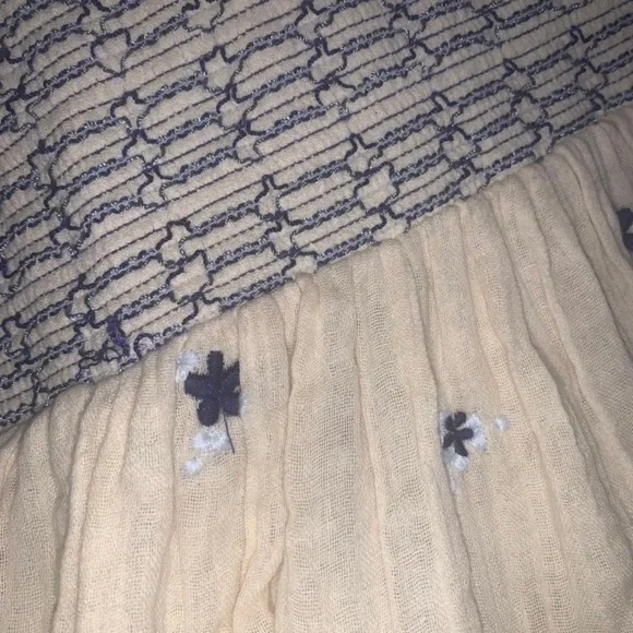 Free People Cream and Blue Jumpsuit with Wide-Leg Design - Picture 5 of 6